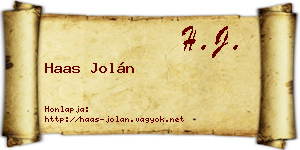 Haas Jolán névjegykártya